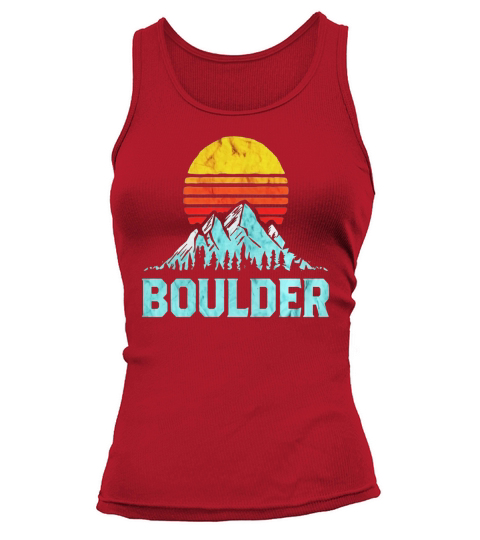 Vintage Boulder, Colorado Retro Distressed Mountains Tee Tank top Woman