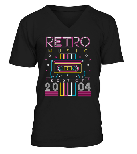 Best Of 2004 Retro Cassette Vintage Birthday V-Neck T-shirt