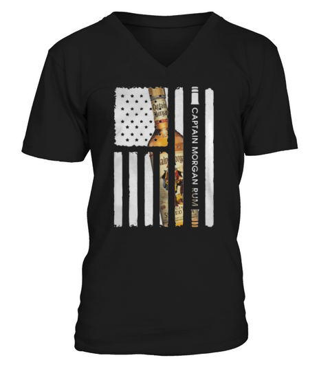 Captain Morgan Rum 4th july independence day American flag V-Neck T-shirt