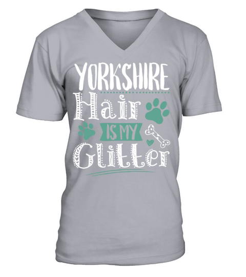 Cool HumorousYorkshire Terrier Dog Glitter Owner V-Neck T-shirt