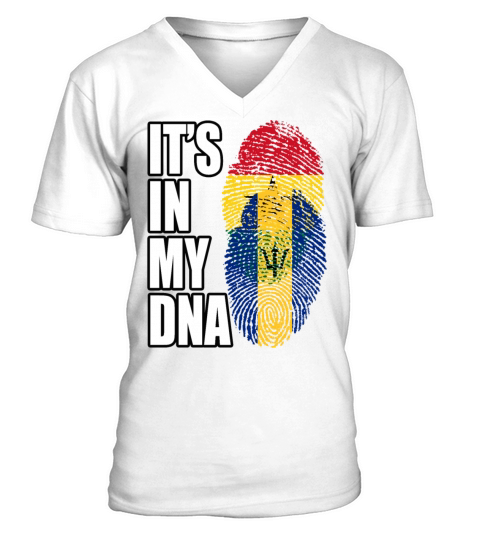 Ghanaian And Barbadian Mix Heritage DNA Flag V-Neck T-shirt