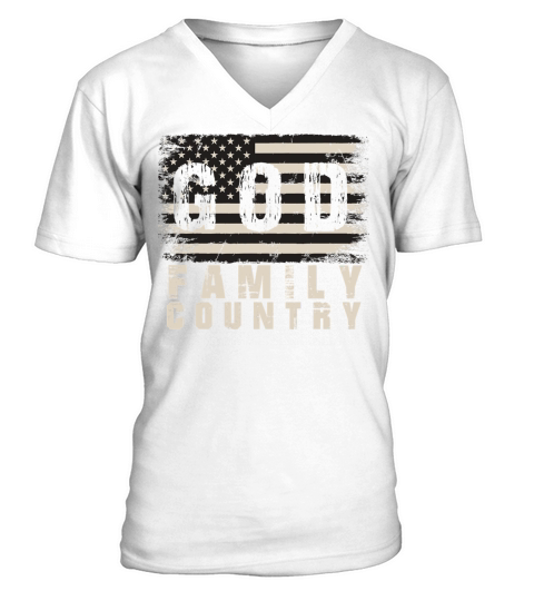 God Family Country Patriotic Proud Soldier USA V-Neck T-shirt