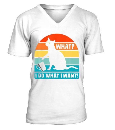 Halloween Black Cat What Ee Vintage Cup I Do What V-Neck T-shirt