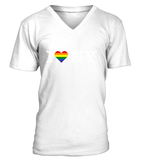 I Love New York Rainbow Heart LGBT NYC World Pride 2019 shirt V-Neck T-shirt