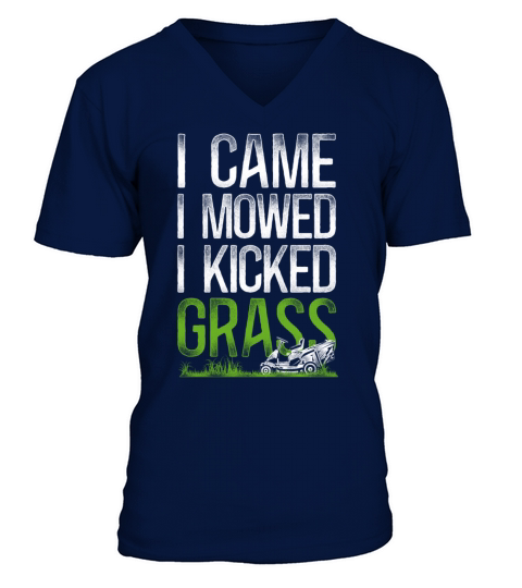 Lawn Mower Mowing Dad Father V-Neck T-shirt