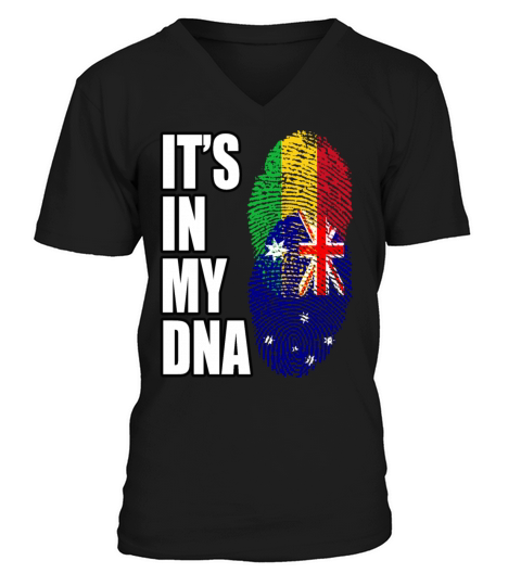 Malian And Australian Mix Heritage DNA Flag V-Neck T-shirt
