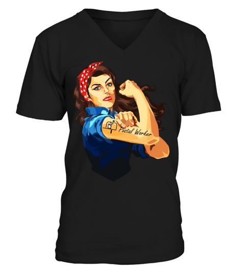 Postal Worker Frontline Workers Nurse Strong Rosie Riveter V-Neck T-shirt