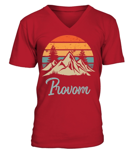 Provam Retro Vintage Mountain Sunset Outdoors Wild V-Neck T-shirt