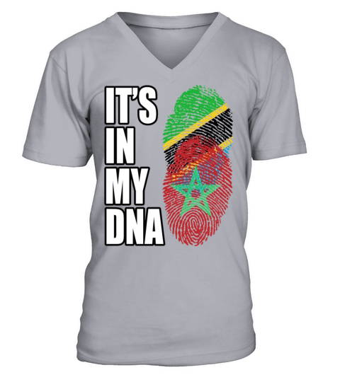Tanzanian And Moroccan Vintage Heritage DNA Flag V-Neck T-shirt