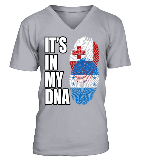 Tongan And Honduran Mix Heritage DNA Flag V-Neck T-shirt