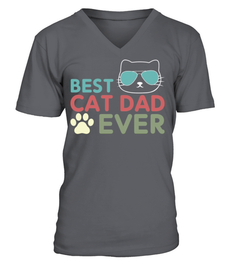 Vintage Best Cat Dad Ever Cat Daddy Gift V-Neck T-shirt