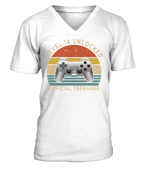 Vintage Level 14 Unlocked Official Teenager V-Neck T-shirt