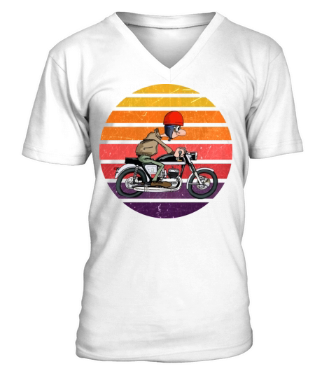 Vintage Motorcycle Motorbike Biker Motorcyclist V-Neck T-shirt
