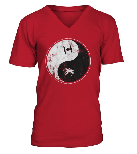 Yin Ying Yang Space Ship Star Wing Fighter Wars Parody V-Neck T-shirt