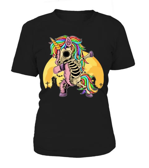 Dabbing Zombie Unicorn Skeleton Halloween Gift Women's T-Shirt