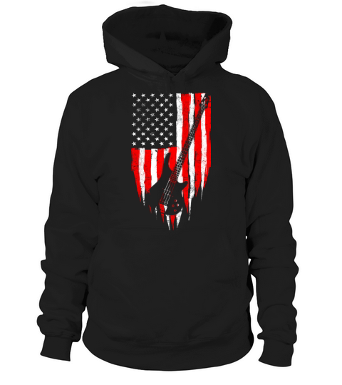 AMERICAN BASSAmerican Flag Guitar Vintage Music Hoodie Unisex