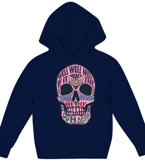 well well consequences meme vintage SKULL HORROR Kids Hoodie