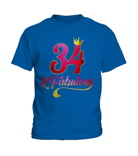 34th Birthday Queen Fabulous 34 Years Old T-Shirt Kids T-Shirt