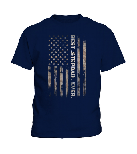 Best Step Dad Ever Vintage American flag camo father day Kids T-Shirt