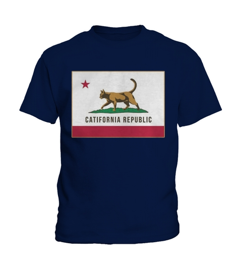Cali Cat Tees California Catifornia Republic Flag T-Shirt Kids T-Shirt