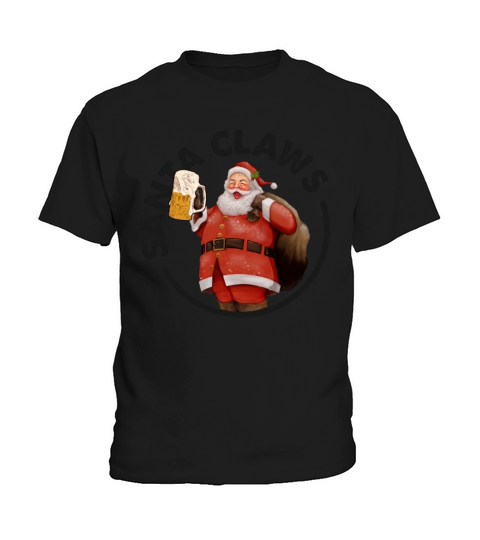 Santa Claws Beer Drinking Funny Christmas Beer Kids T-Shirt