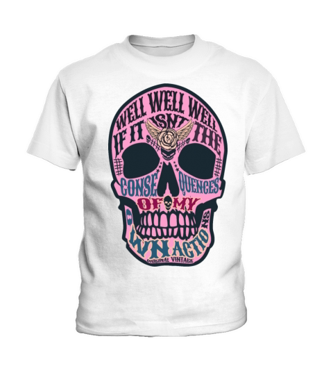 well well consequences meme vintage SKULL HORROR Kids T-Shirt
