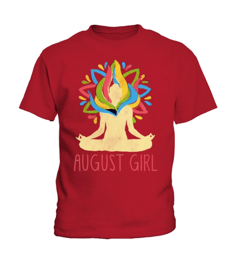 Yoga Mandala Meditation Birth Born Month August Kids T-Shirt