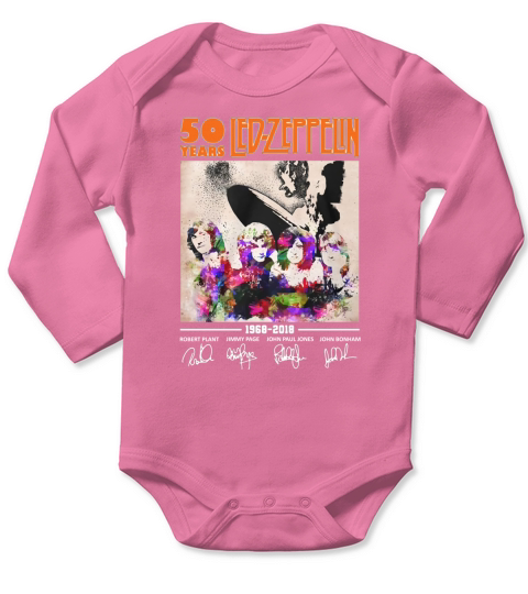 50 years Led Zeppelin art 1968-2018 signatures shirt Long Sleeve Baby One-Piece