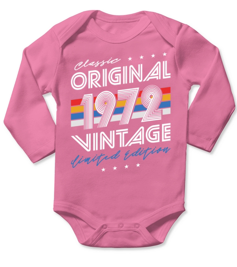 50th birthday vintage 1972 classic original 1972 Long Sleeve Baby One-Piece