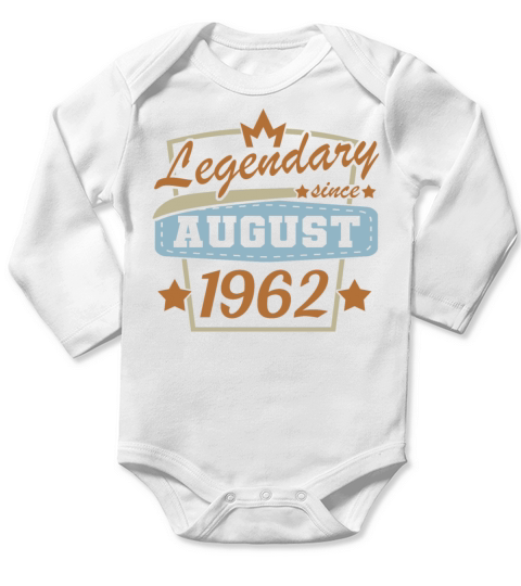 60th Birthday August 1962 Retro Gift Ideas Long Sleeve Baby One-Piece