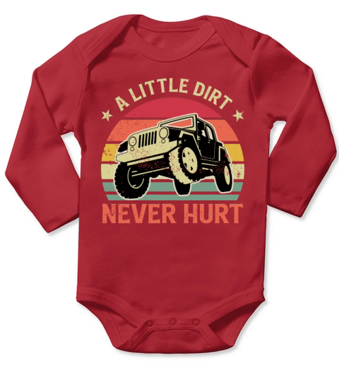 A Little Dirt Never Hurt Vintage Sunset Off Road Long Sleeve Baby One-Piece