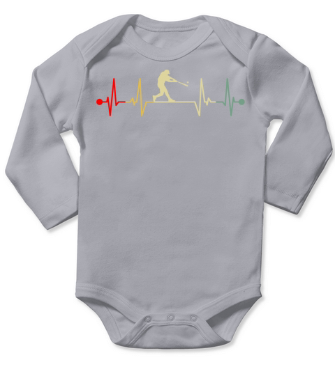 Baseball Hitter Heartbeat Vintage Long Sleeve Baby One-Piece