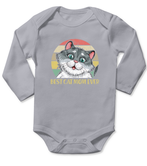 Best Cat Mom Ever Retro Vintage Long Sleeve Baby One-Piece