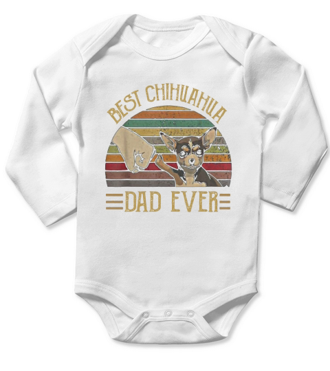Best Chihuahua Dad Ever Retro Vintage Sunset Long Sleeve Baby One-Piece