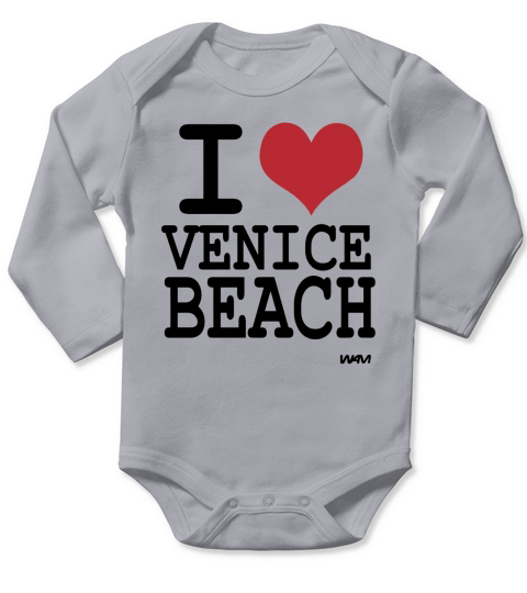 Black i love venice beach by wam Womens TShirts Long Sleeve Baby One-Piece