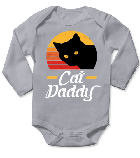 Cat Daddy Vintage Eighties Cat Retro Distressed Long Sleeve Baby One-Piece