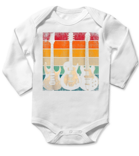Cool Guitar Players Vintage Acoustic Guitarist Long Sleeve Baby One-Piece