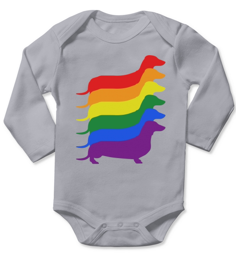 Gay Pride Dachshund LGBT Rainbow Flag Awareness Long Sleeve Baby One-Piece