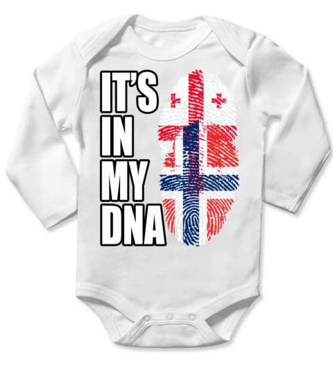 Georgian And Norwegian Mix Heritage DNA Flag Long Sleeve Baby One-Piece