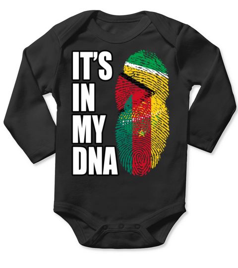 Guyanese And Cameroonian Mix Heritage DNA Flag Long Sleeve Baby One-Piece