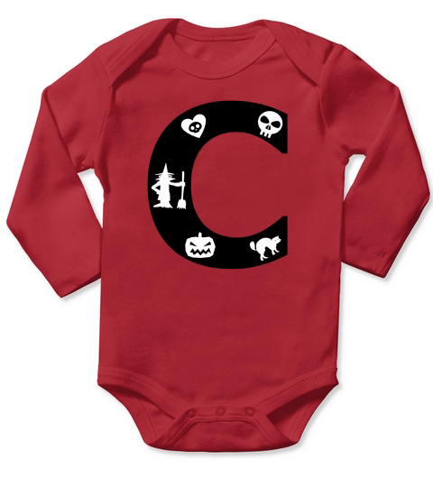 Halloween Alphabets Numbers Clipart C Long Sleeve Baby One-Piece