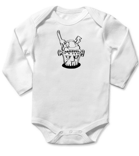 Halloween cupcake Frankenstien Long Sleeve Baby One-Piece