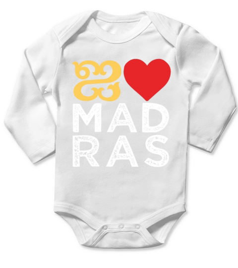 I love Madras Chennai Tamil Language Quote Long Sleeve Baby One-Piece