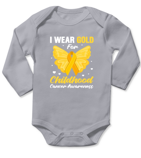I Wear Gold For Childhood Cancer Awareness Long Sleeve Baby One-Piece