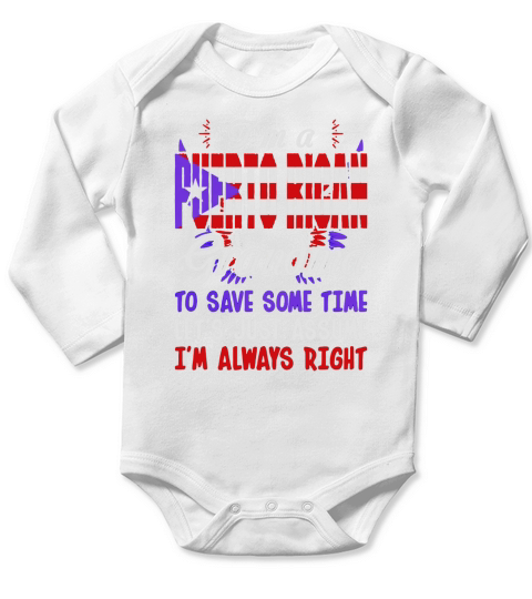 Im A Puerto Rican Grandma TSHIRT HOODIE Long Sleeve Baby One-Piece