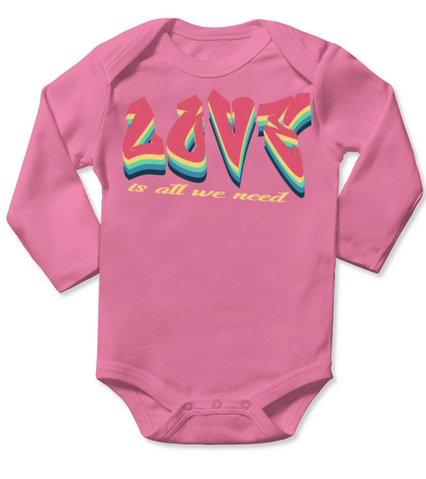 Love is all we need Graffity Retro Vintage Design Long Sleeve Baby One-Piece