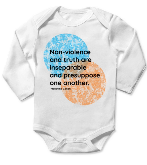 Mahatma Gandhi Non-Violence Truth Quotes Long Sleeve Baby One-Piece