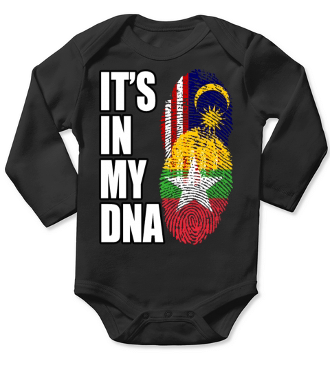 Malaysian And Burmese Mix Heritage DNA Flag Long Sleeve Baby One-Piece