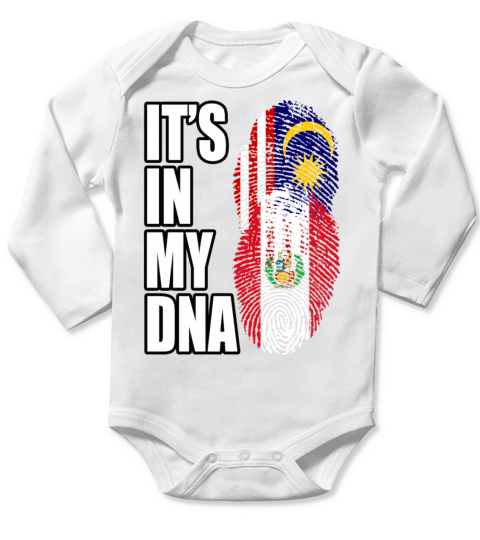 Malaysian And Peruvian Mix Heritage DNA Flag Long Sleeve Baby One-Piece