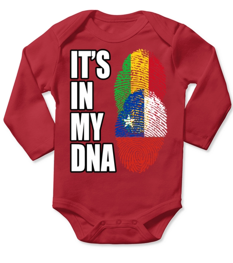 Malian And Chilean Mix Heritage DNA Flag Long Sleeve Baby One-Piece